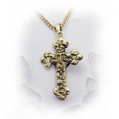 Cross in Clouds with Jesus Christ 18 karat Gold Pendant