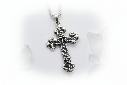 Cross in Clouds with Jesus Christ Sterling Silver Pendant