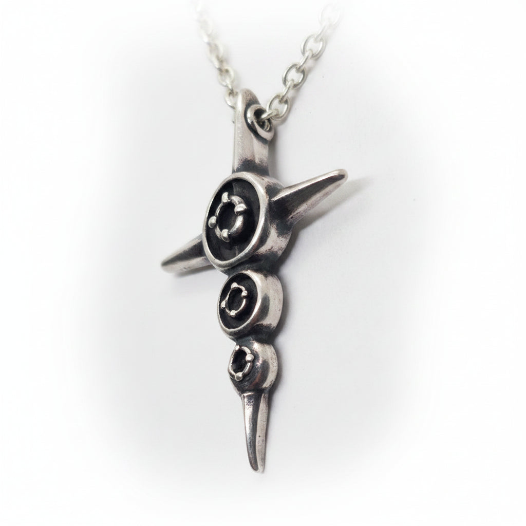 Cross with Tree Stones Sterling Silver Cross Pendant