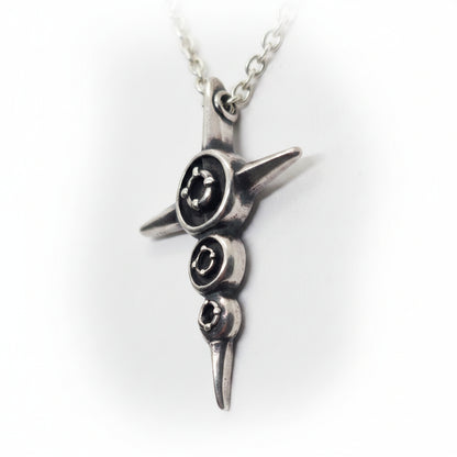 Cross with Tree Stones Sterling Silver Cross Pendant