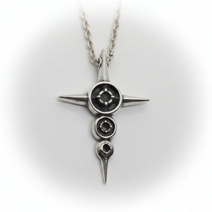 Cross with Tree Stones Sterling Silver Cross Pendant
