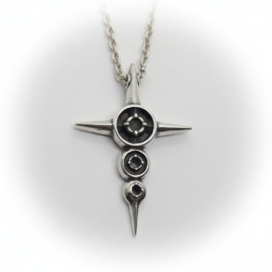 Cross with Tree Stones Sterling Silver Cross Pendant