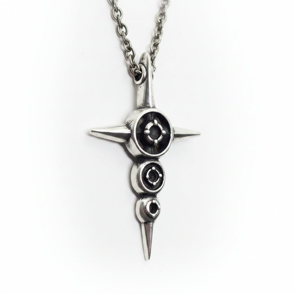 Cross with Tree Stones Sterling Silver Cross Pendant