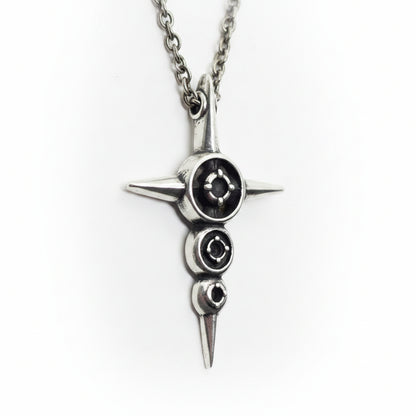 Cross with Tree Stones Sterling Silver Cross Pendant