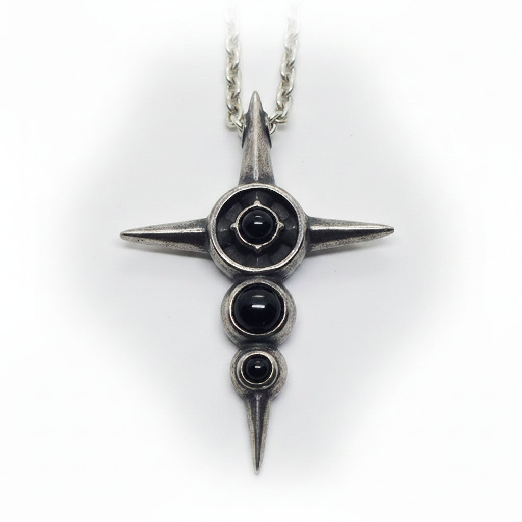 Cross with Tree Stones Sterling Silver Cross Pendant