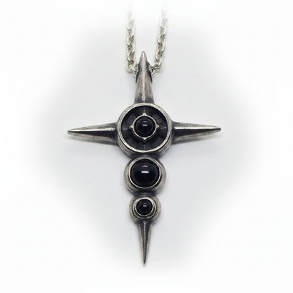 Cross with Tree Stones Sterling Silver Cross Pendant