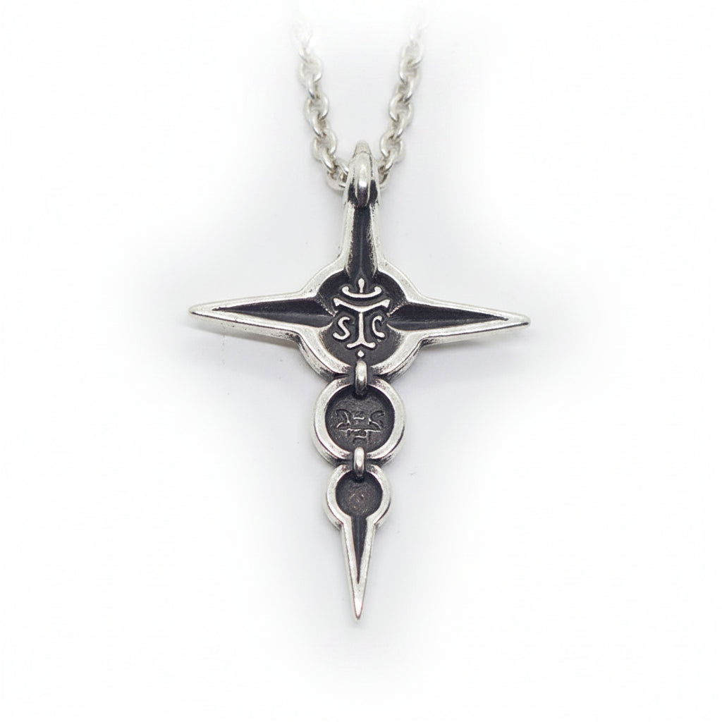 Cross with Tree Stones Sterling Silver Cross Pendant