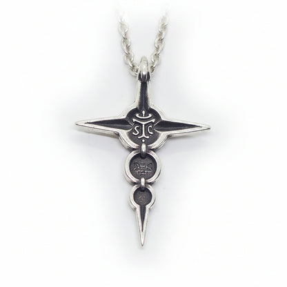 Cross with Tree Stones Sterling Silver Cross Pendant