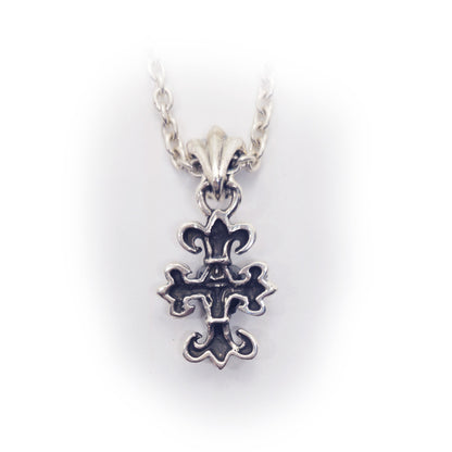 Cross with Fancy Designed and Heart Shape Red Stone Sterling Silver Pendant