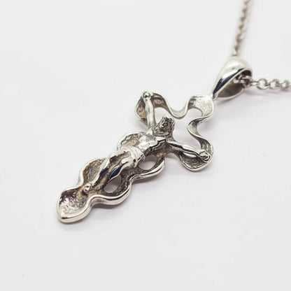 Crossing Jesus Christ in Universe Sterling Silver Pendant