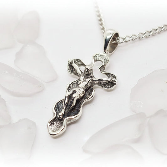 Crossing Jesus Christ in Universe Sterling Silver Pendant