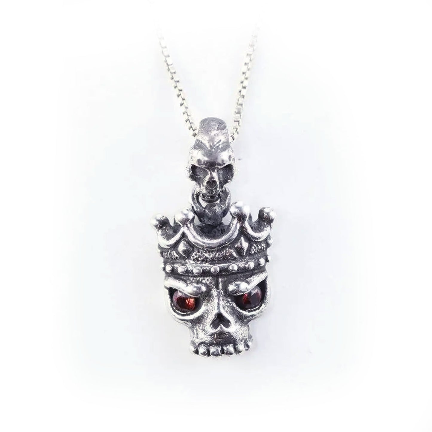 Crown Skull Sterling Silver Pendant