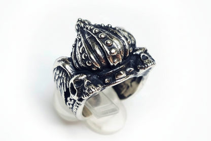 Crown with Skull Wingy Sterling Silver Ring