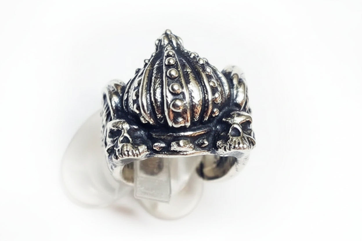 Crown with Skull Wingy Sterling Silver Ring