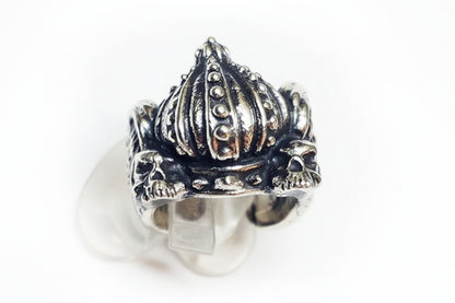 Crown with Skull Wingy Sterling Silver Ring