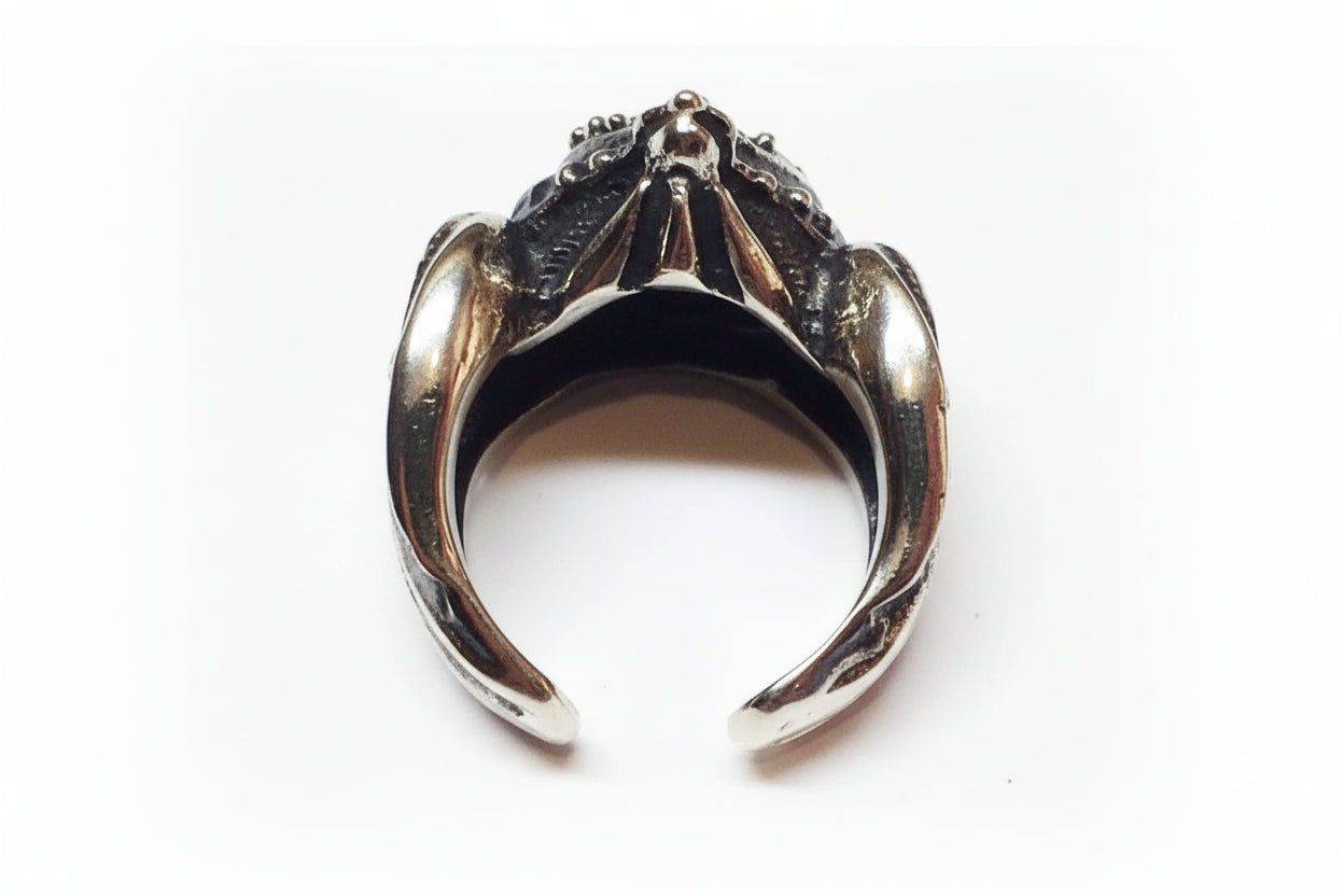 Crown with Skull Wingy Sterling Silver Ring