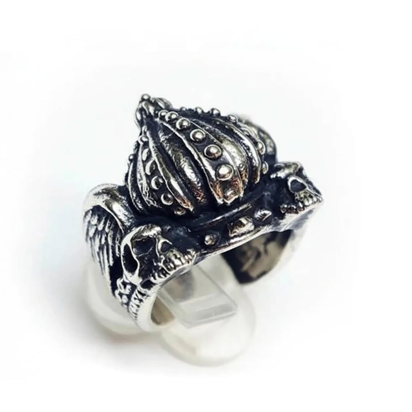 Crown with Skull Wingy Sterling Silver Ring