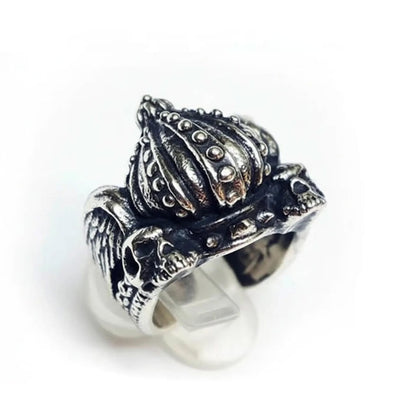 Crown with Skull Wingy Sterling Silver Ring