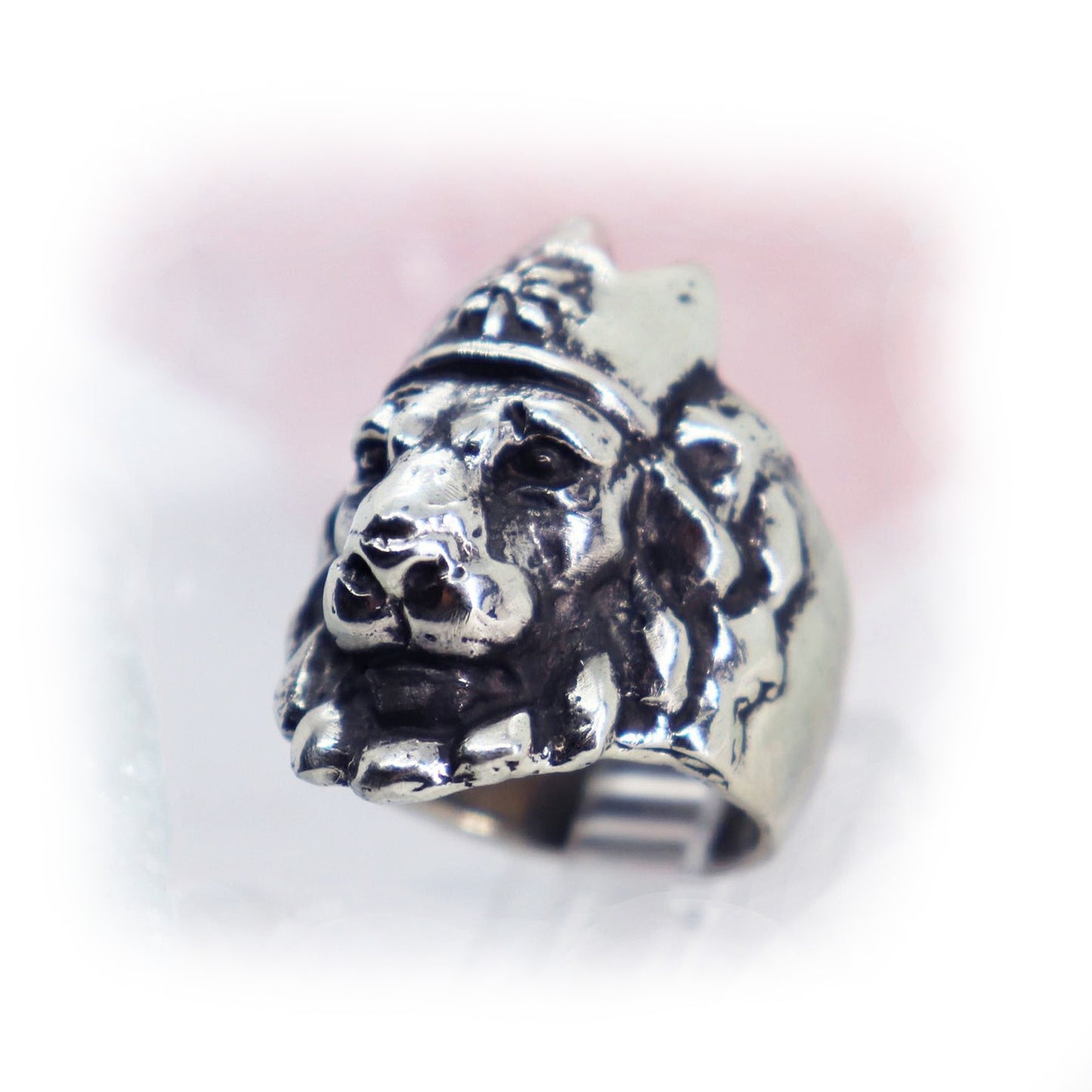 Crowned Lion King Sterling Silver Ring