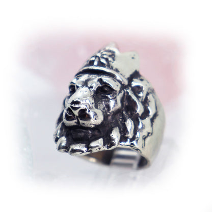 Crowned Lion King Sterling Silver Ring