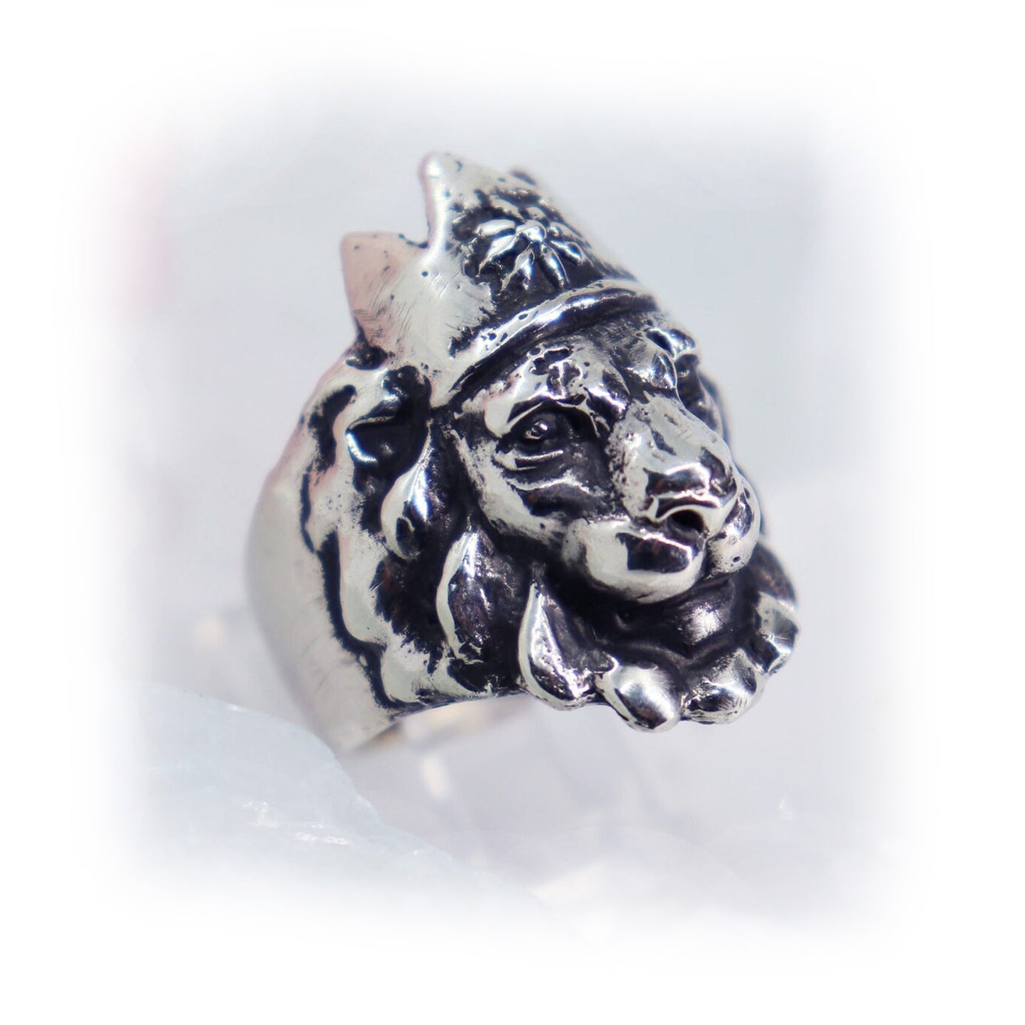Crowned Lion King Sterling Silver Ring