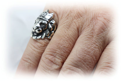 Crowned Lion King Sterling Silver Ring
