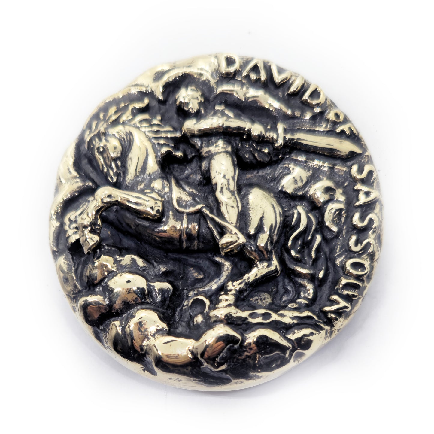 David of Sassoun Armenian National Epic Brass Belt Buckle