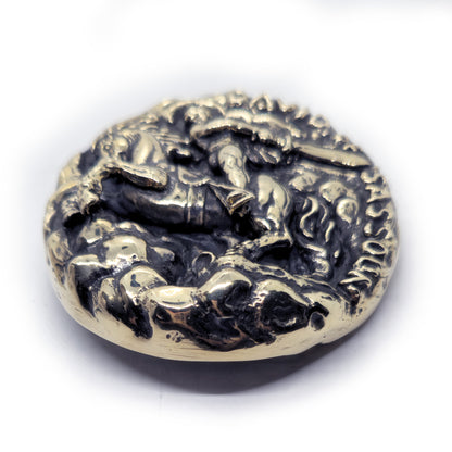 David of Sassoun Armenian National Epic Brass Belt Buckle