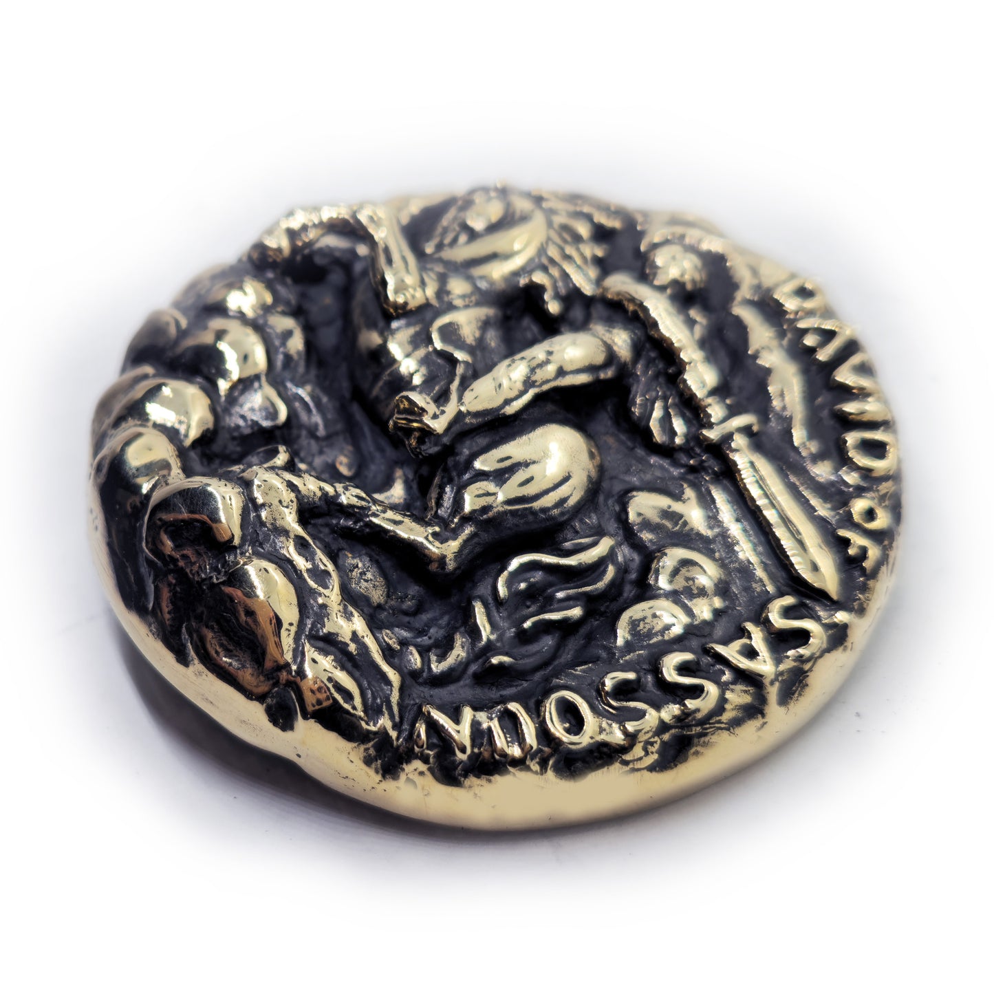 David of Sassoun Armenian National Epic Brass Belt Buckle