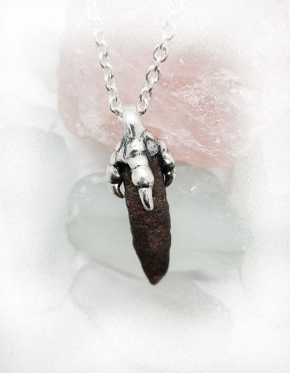 Dinosaur Claw Natural Rock Ruby Stone Sterling Silver Pendant