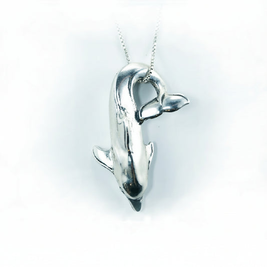 Diving Dolphin Sterling Silver Pendant