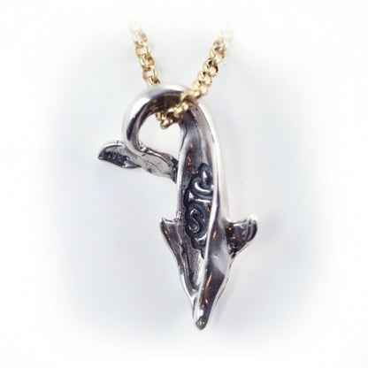 Diving Dolphin Sterling Silver Pendant