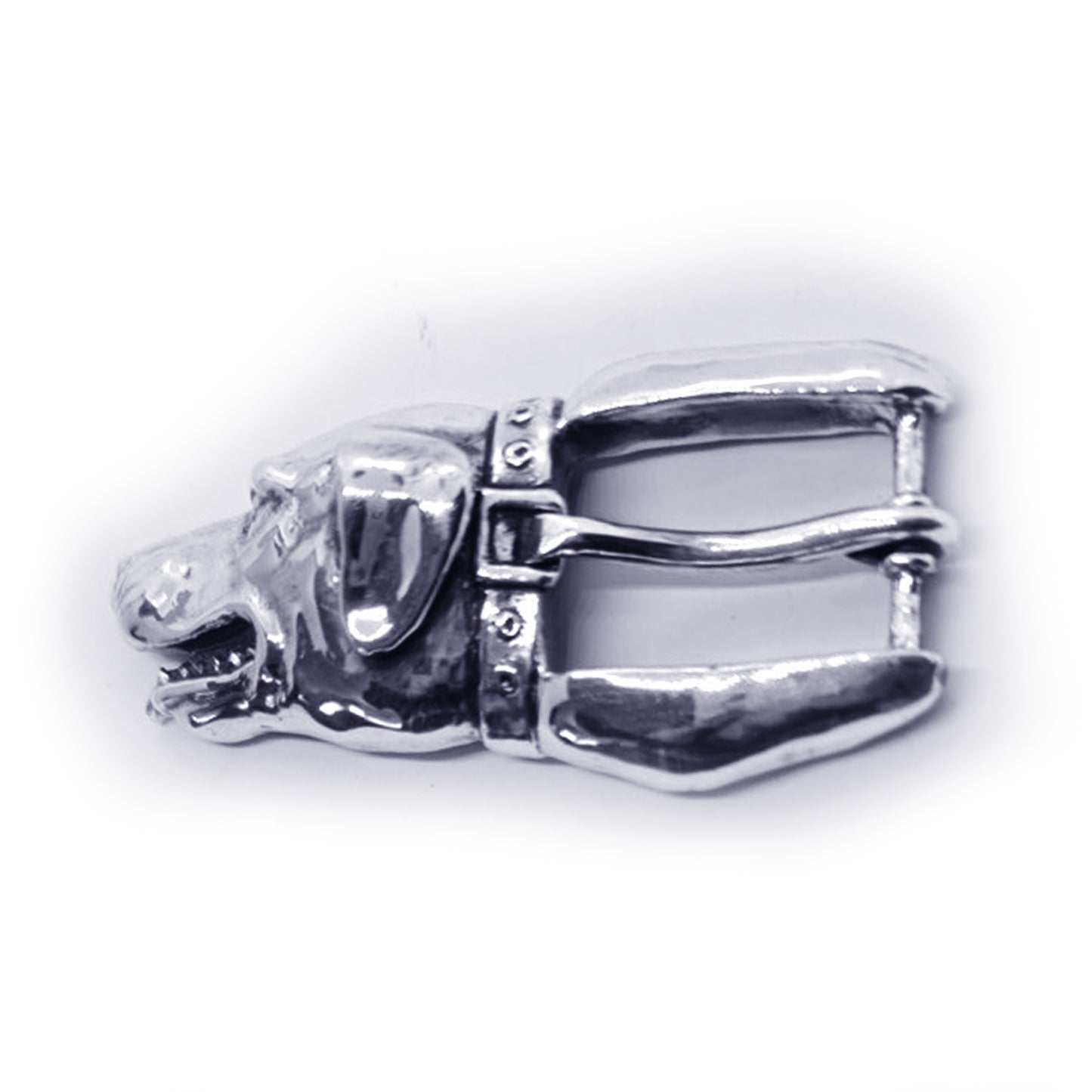 Dog Head Sterling Silver Belt Burckle