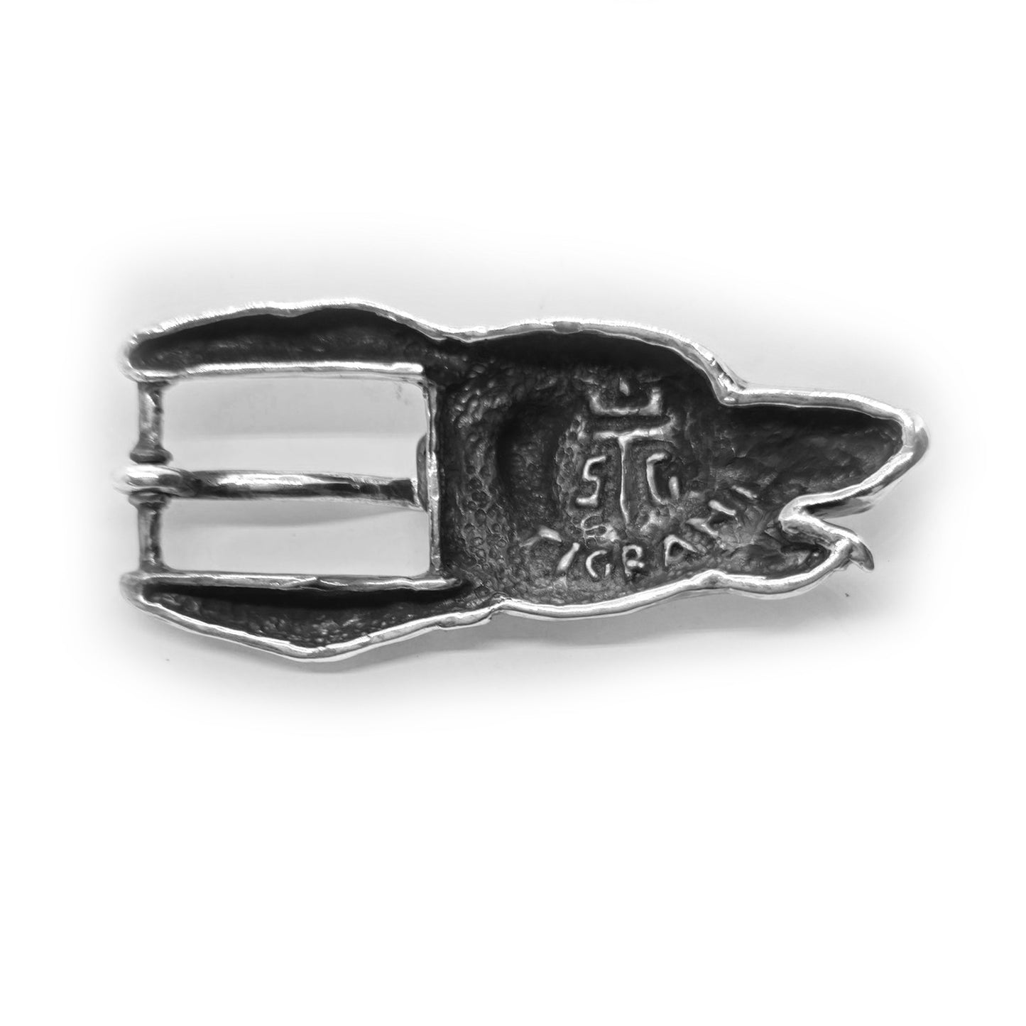 Dog Head Sterling Silver Belt Burckle
