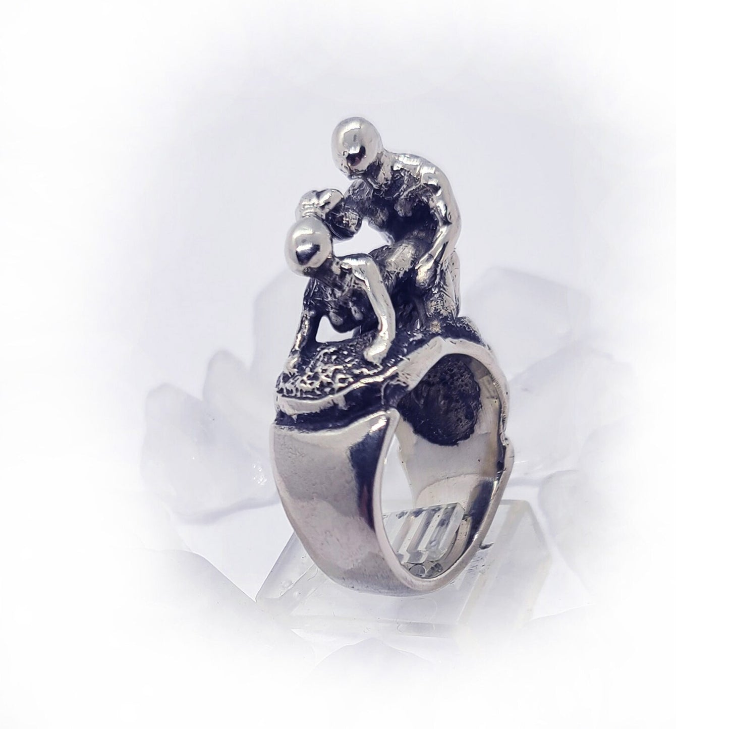 Sexy Doggy Style Position Erotic Sterling Silver Ring