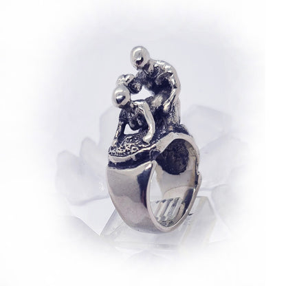 Sexy Doggy Style Position Erotic Sterling Silver Ring