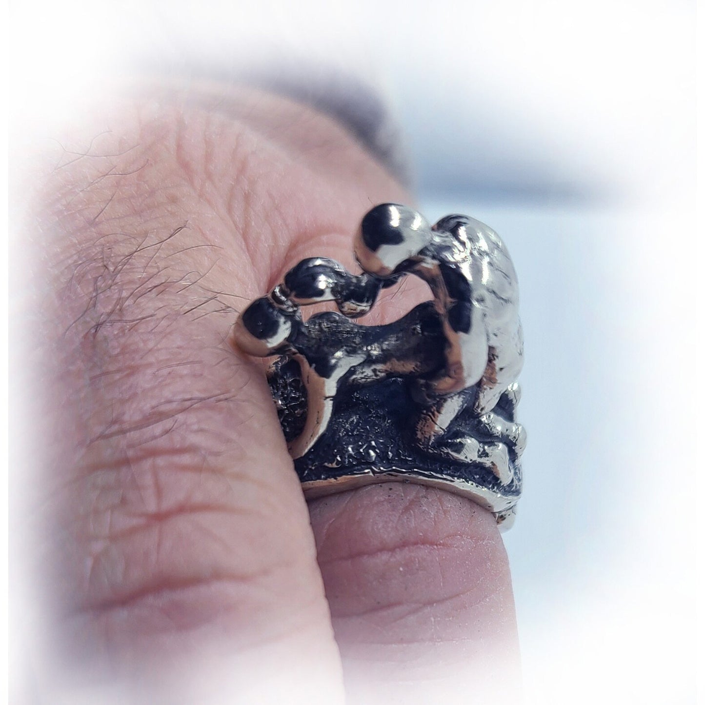 Sexy Doggy Style Position Erotic Sterling Silver Ring