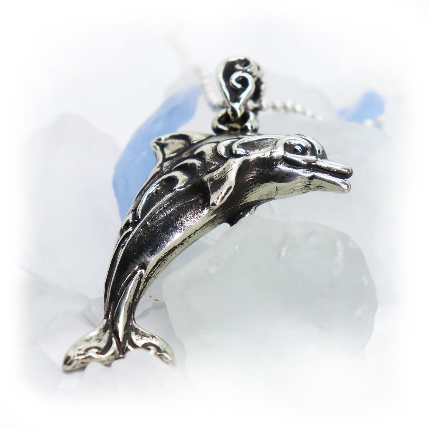 Dolphin Jumping Sterling Silver Pendant