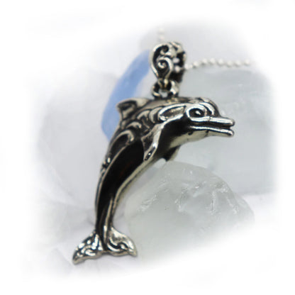 Dolphin Jumping Sterling Silver Pendant