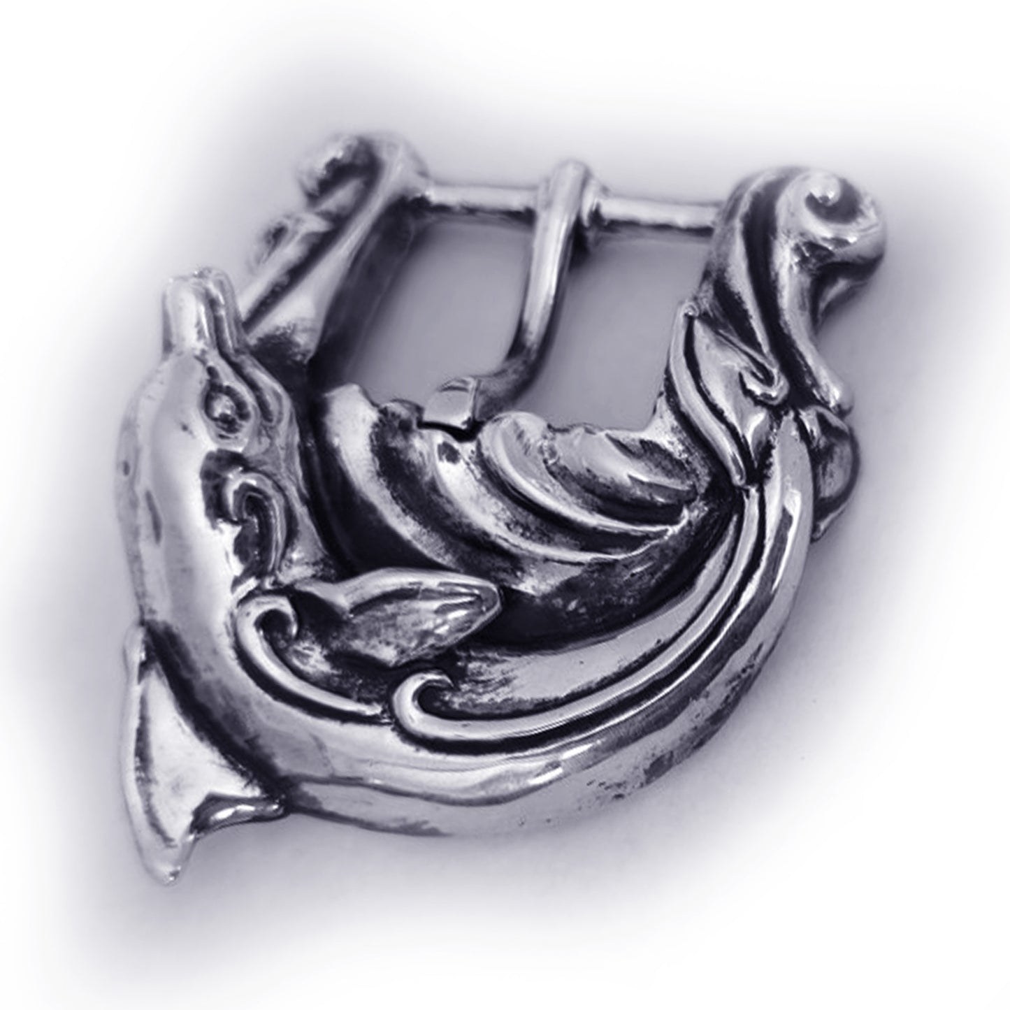 Dolphin In the Ocean Waves Sterling Silver Belt Buckle