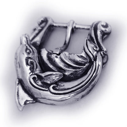 Dolphin In the Ocean Waves Sterling Silver Belt Buckle