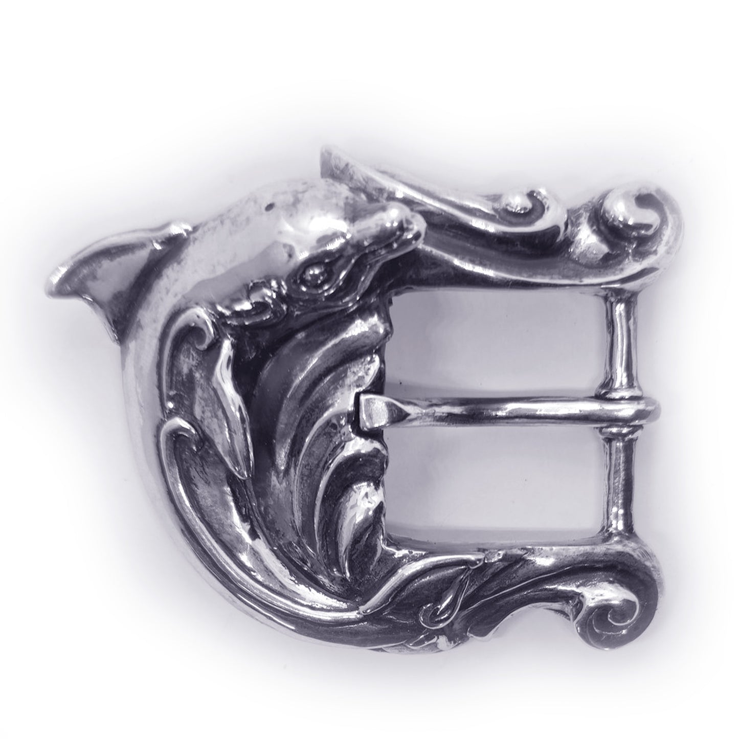 Dolphin In the Ocean Waves Sterling Silver Belt Buckle