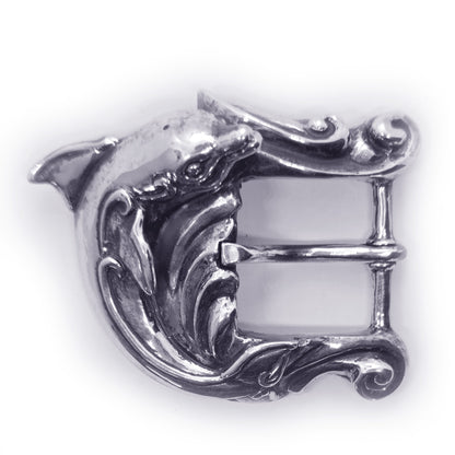 Dolphin In the Ocean Waves Sterling Silver Belt Buckle