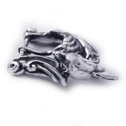 Dolphin In the Ocean Waves Sterling Silver Belt Buckle
