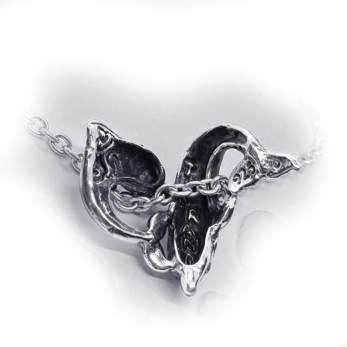 Dolphins Play Heart Shape Sterling Silver Pendant