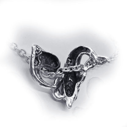 Dolphins Play Heart Shape Sterling Silver Pendant