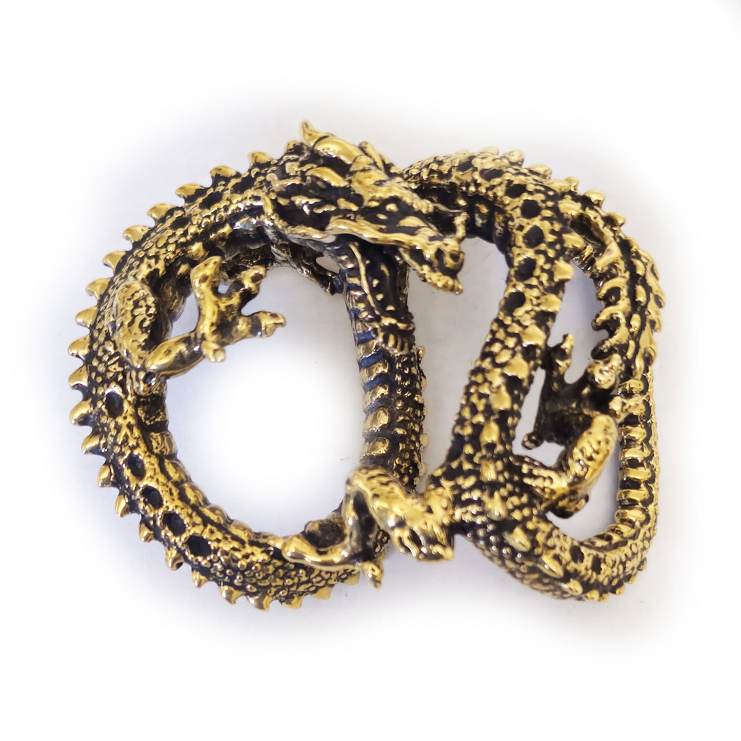Dragon Brass Belt Buckle with Onyx Stones