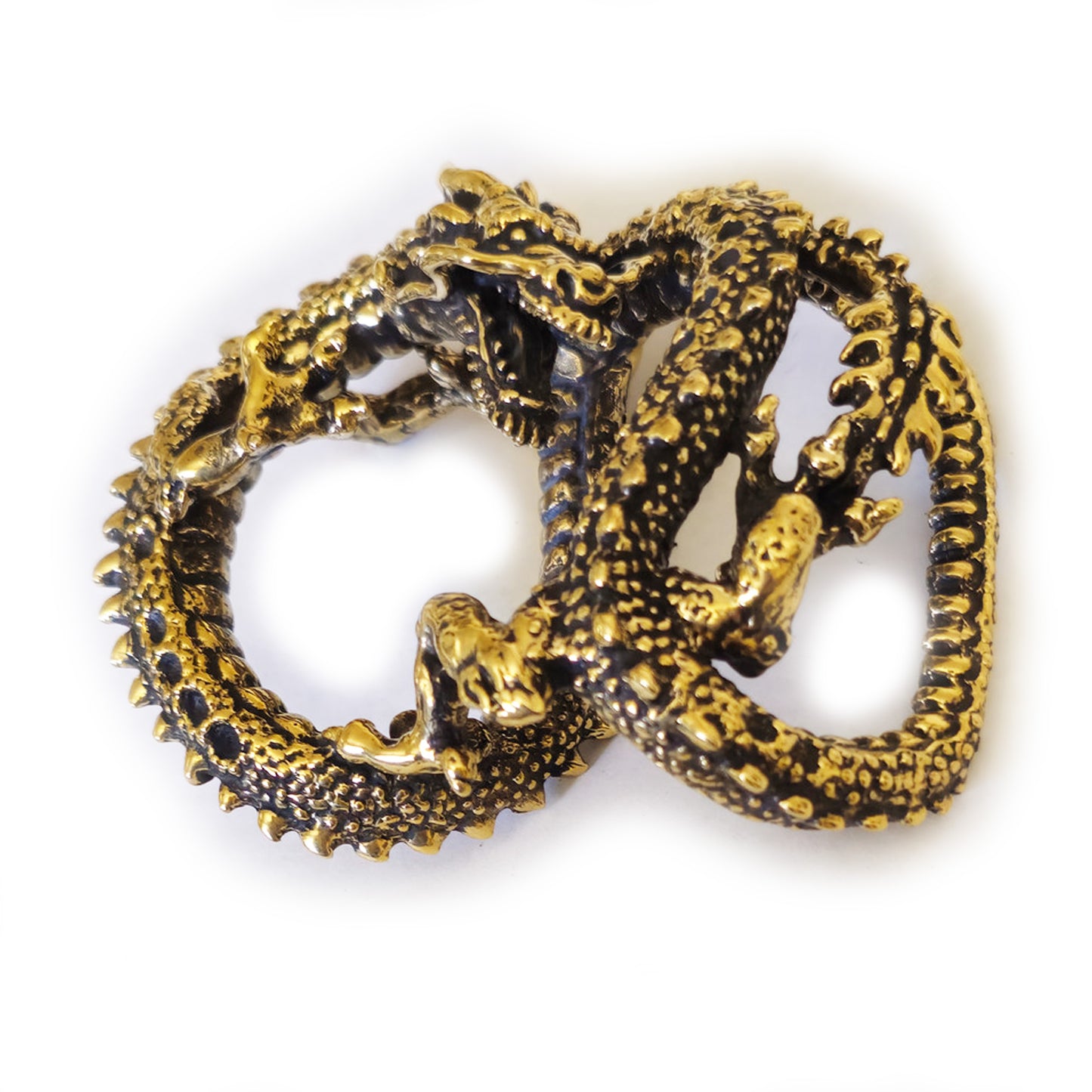 Dragon Brass Belt Buckle with Onyx Stones