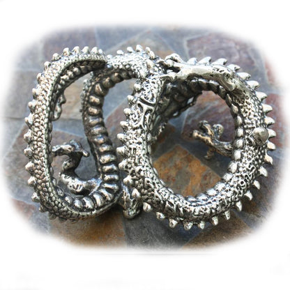 Dragon Sterling Silver Belt Buckle With Onyx Stones