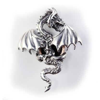 Dragon with Yin-Yang Bronze Sterling Silver Pendant